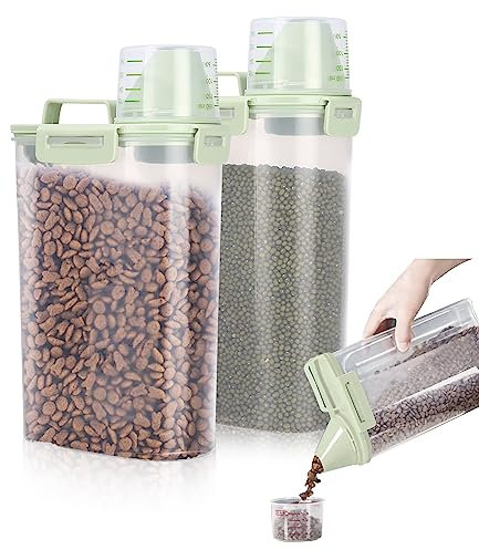 jutyum 2 Set Conteneur de Nourriture pour Animaux, Boite Croquette Chien 2.5 L, de Compagnie Conservation, Rangement Hermétique, bac Alimentaire, Doseur Croquettes Chien, pour Chiens et Chats