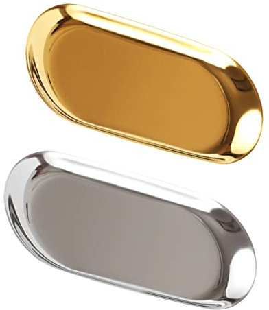 RORPOIR Tischständer 2 Stück Aufbewahrungstablett Tischdekoration Tisch-Organizer Für Schreibtisch Goldständer Dekorative Tabletts Antikes Schmucktablett Ovale Schmucktabletts Ovale