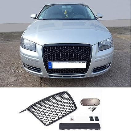 Parrilla Modificada Rejilla Malla Parachoques Delantero para Audi A3 8P 8PA, Mesh Grill Front Grill Durable Rejilla De Parachoques Delantero