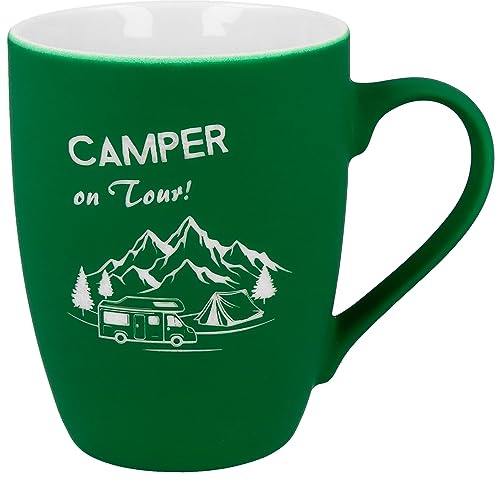 Spruchreif | SOFT-TOUCH-Tasse mit beidseitiger Gravur Campern on Tour | Geschenk Camping
