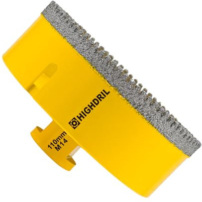 HIGHDRIL Foret Diamanté - 110MM M14 Scie Cloche Diamantée pour Porcelaine Carrelage Céramique Marbre Granit Quartz Pierre Maçonnerie Trépan Diamant Foret