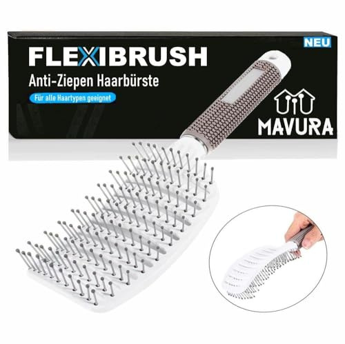 FLEXIBRUSH Profi Haarbürste ohne Ziepen Entwirrbürste Kammbürste, für Damen, Herren & Kinder, entwirren Bürste Anti Tangle Detangler Kamm