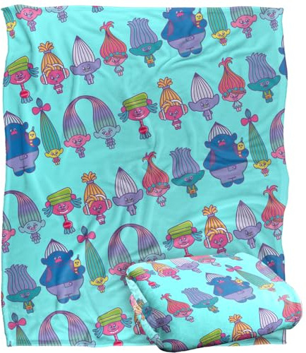 TROLLS Decke, 152 x 127 cm, Lineup-Muster, seidige Haptik, superweich
