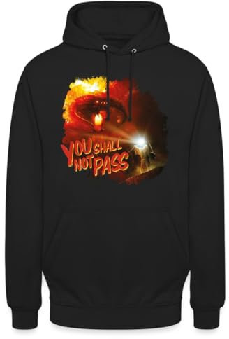 Spreadshirt Der Herr Der Ringe Gandalf Und Der Balrog Zitat Unisex Hoodie, 3XL, Schwarz