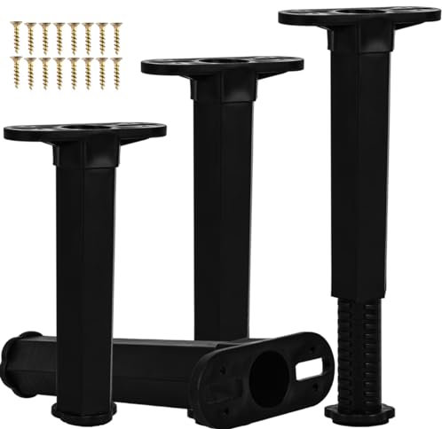 Btowin VCF Lot de 4 pieds de meubles réglables de 12,2 à 18,3 cm, pieds de support centraux en forme de T en plastique robuste à hauteur réglable pour lit, canapé, table basse et chaise
