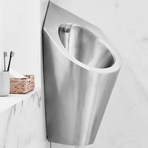 MegLob Wandecke Urinal Für Männer, Raumsparendes Urinal Zum Gebrauch in Der Ecke, Wandmontiertes Kleines Urinal Für Kleine Toiletten, Kommerzielles Edelstahl Urinal Für Winziges Badezimmer,Set 6