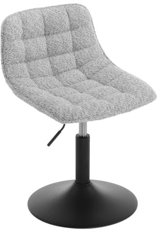 WOLTU Schminktisch Stuhl Hocker für Schminktisch, Schlafzimmer & Esszimmer - Höhenverstellbar, 360° Drehbar mit Rückenlehne, aus Bequemer Chenille, Grau, BH408gr-1