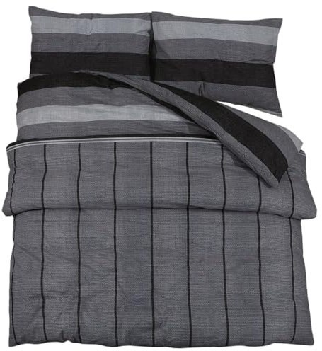 vidaXL Bettwäsche Set, Bettbezug in elegantem Look, Deckenbezug Kissenbezug mit verstecktem Knopfverschluss, Bettdeckenbezug Duvetbezug, Dunkelgrau 200x220cm Baumwolle