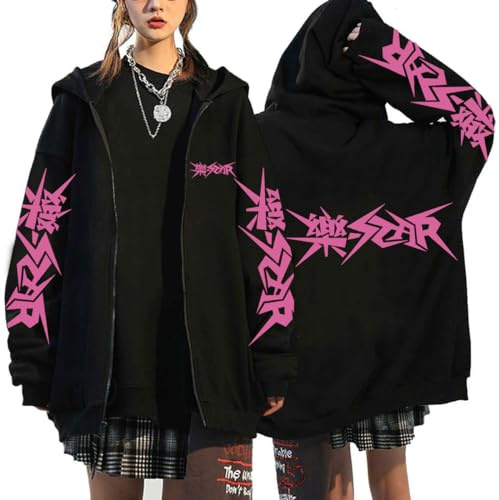 Flyself Kpop 樂-Star Rockstar Kapuzenpullover Herren Damen Y2K E-Girl Zip Up Hoodies Sweatshirts Pullover Casual Oberteile Harajuku Oversized Jacke BangChan Hyunjin Han Felix Seungmin I.N
