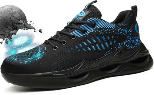 Mitudidi Sicherheitsschuhe Herren Stahlkappenschuhe Herren Damen Leicht Safety Shoes for Men Sportlich Schutzschuhe rutschfeste Atmungsaktiv Stahlkappe Sneaker Herren Wanderschuhe Küchenschuhe 44 EU