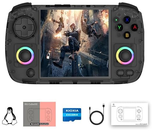 RG CubeXX Retro Handheld Game Console with 3.95-inch IPS Screen RGB Lighting 64G TF Card Linux System and 3800mAh Battery Supports 5G WiFi Bluetooth 4.2 Black