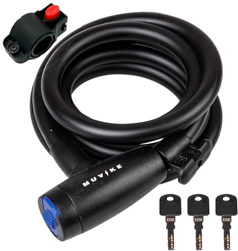MUVIKE FLEX 1800/12K Fahrradschloss – 180 cm Kabelschloss mit 3 Schlüsseln – 12 mm Stahlkabel mit PVC-Ummantelung – extra lang – Sicherheitsstufe 7 – Ideal für Fahrrad, E-Bike, Roller, Kinderfahrrad