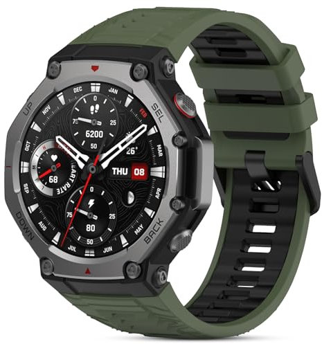 SenMore Bracelet Compatibles avec Amazfit T-Rex 3, Réglable Sport Bracelet de Remplacement en Souple Silicone pour Amazfit T-Rex 3.