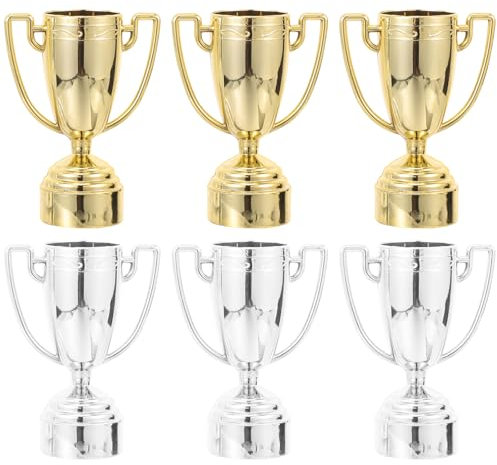 Cabilock 6Pcs Mini Trophy Set, Gold and Silver Trophy Cups for Sports, School Awards, and Party Favors for Celebrating Achievements and Encouraging
