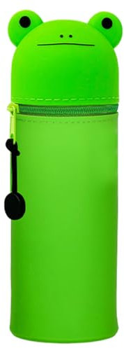 DGTSYAL Kawaii Federmäppchen, mäppchen, 2-in-1 Weiche Silikontasche, Cartoon Federmäppchen, Stand Up Federmäppchen, Stifte Mäppchen, Stifthalter Bleistifttasche Mädchen Junge (Frosch)