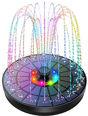 AISITIN LED Solar Springbrunnen für Außen, 5,5W Buntes Solarbrunnen Upgrade,Solarbrunnen für Draussen mit Effekte, Solar Schwimmender Fontäne für DIY Wasserspiel