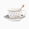 Ensemble de Tasses à café et de Plats en céramique à Rayures et à Pois Service à thé de l'après-midi pour la Maison Tasse à thé à Fleurs françaises Cuillère