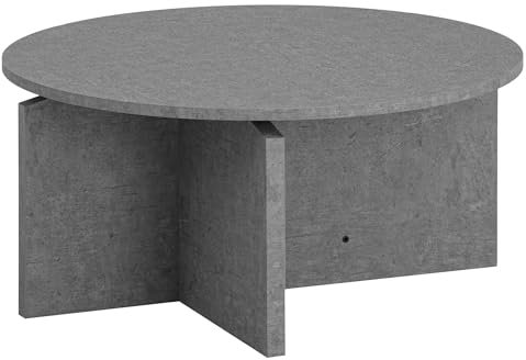 Wohnling Couchtisch 70x70x33 cm Grau Sofatisch in Beton-Optik Modern, Design Wohnzimmertisch Rund, Loungetisch Groß, Kaffeetisch Beistelltisch