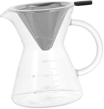 Holibanna Cafetera De Vidrio Con Filtro De Inoxidable Jarra Para Preparar Café Manualmente Para Casa y Oficina Cafetera De Verter