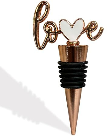 Decorative Shaped Top Bottle Plug – Durable, Reusable, Airtight Seal for Freshness, Ideal for Home, Kitchen (Love - Bronze)