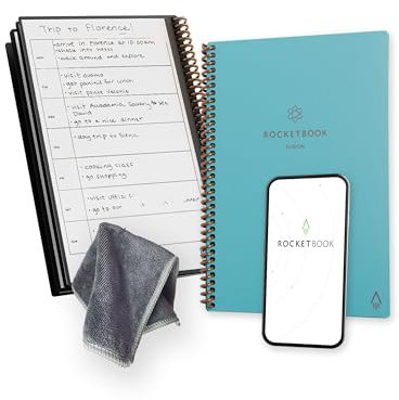 Rocketbook Fusion Planner Agenda Appunti Digitale Riutilizzabile, Formato Executive 15 cm x 22,4 cm, Verde Acqua - Calendario Mensile e Settimanale, To-Do List Giornaliera, Pagine a Righe e Puntinate