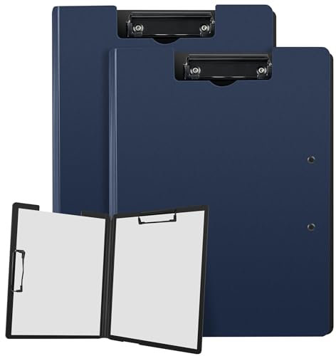 Vonsera 2 Porte Document, Porte Bloc A4 avec Pince, Porte Documents A4 avec Couvercle pour Bureau, Chantier, école, Bleu