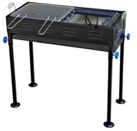 Large Charcoal BBQ Grill Stand with Iron Griddle Plate – Heavy-Duty Outdoor Barbecue for Garden, Camping & Parties – Sturdy Steel Construction, Spacious Cooking Area