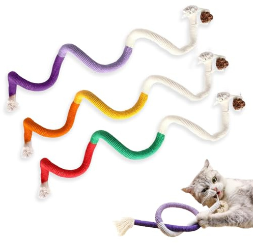 3 Pack Natural Catnip Chew Rope Toys, 27 Inches Each