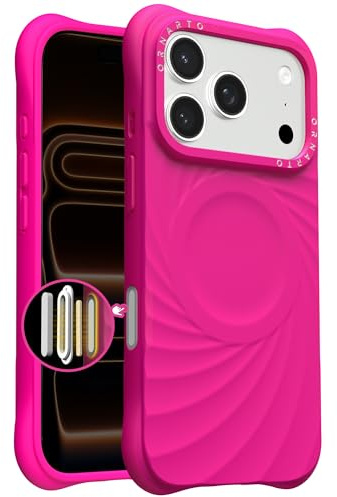 ORNARTO Vortuxe iPhone 17 Pro Max Case 6.9 | 2X MIL-STD Protection | Camera Button Control | Compatible with MagSafe | Sleek Aesthetic Liquid Silicone Phone Cover | Hot Pink