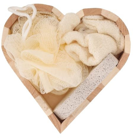 CLISPEED Herzförmiges Bade Peeling Satz Peelingbürste Körperbürste Hautreinigung Zuhause Reise Spa mit Kasten