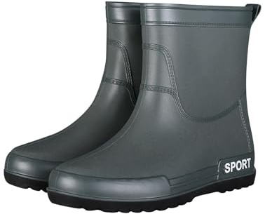 Generisch Gummistiefel Herren，Bequem Atmungsaktiv Mode Regenschuhe，Abriebfest Robust Arbeitsstiefel，Wasserdicht Outdoorschuhe，Anti-Rutsch Angelstiefel，Leichte Halbhoch Gummistiefel