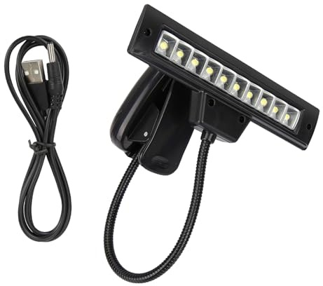 POENVFPO Tragbare Orchester-LED-Klemmlampe, USB- und Batteriebetrieben, Flexibler Schwanenhals, Notenpultleuchte für Musiker, Lesen, 27 X 14 X 8 Cm, 196 G