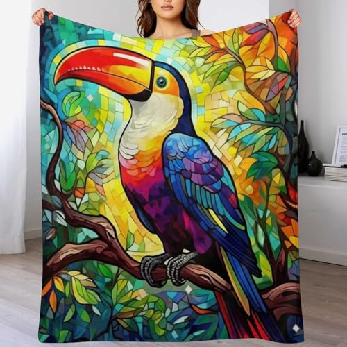 Tukane Kuscheldecke Flauschig Decke, Flannel Weiche Sofadecke, Fleecedecke, Wohndecke - Pflegeleicht - Warm 100×130cm