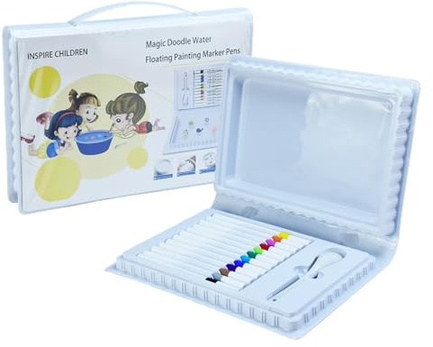 Magic Drawing Markers - Floating Water Pens, Colorful Art Supplies, Washable Ink Painting Kit, Spoon Included, , Suitable For Ages P