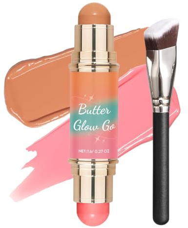 HOVKRE Doppio Contour Stick,Blush Stick, 2 in 1 due Toni, Per Contouring e Come Blush, Occhi e Labbra, Con Pennello Applicatore