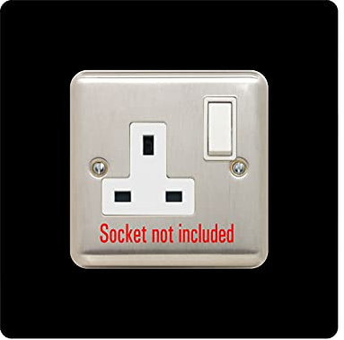 Single Socket Surround | Square | Acrylic Back Panel or Finger Plate | Light Switch Plug, Font Colour:Black