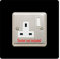 Single Socket Surround | Square | Acrylic Back Panel or Finger Plate | Light Switch Plug, Font Colour:Black