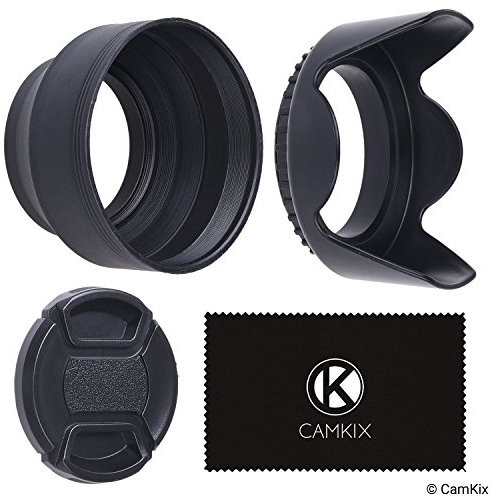 58mm 2 Kamera Objektiv Sonnenblenden, 1 Objektivkappe - Gummi Zusammenklappbar + Tulpe Blume - Reduziert Objektiv Flare und Blendung