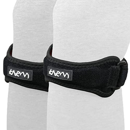 KARM Patella Tendon Knee Strap - Knee Joint Pain Relief Support Brace for Running, Osgood Schlatter, Walking, Hiking - Patellar Tendon Strap Knee Band for Women & Men (Regular Size, Black Single)