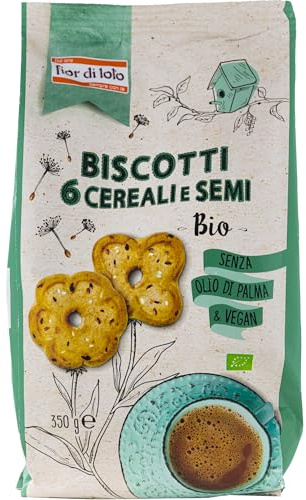 Fior di loto Biscotti biologici ai 6 cereali e semi - Gusto delicato e raffinato - Biscotti di qualità Premium - 350 g