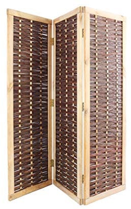 Raumteiler Weidenparavent 3teilig mit 180x180cm - Blickschutz und Windschutz für Innen und Außen 1,8m x 1,8m
