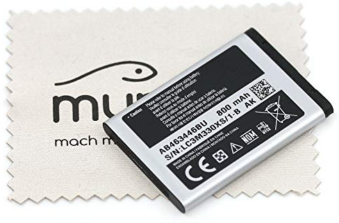Batterie pour d'origine Samsung AB463446BU pour Samsung C3520 C3560 C3750 E1050 E1070 E1080 E1100 E1120 E1150 E1190 E12000 E1230 E2100 E2210 E2330 E2530 E2600 E3210 avec Chiffon de Nettoyage