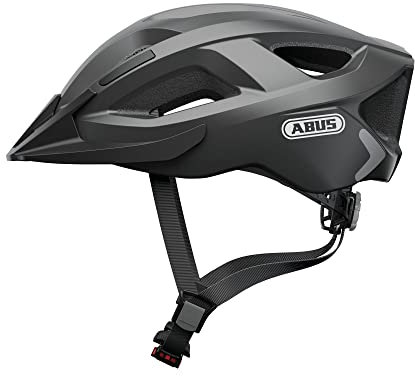 ABUS Stadthelm Aduro 2.0 - Allround-Fahrradhelm mit Licht - in sportivem Design für den Stadtverkehr - für Damen und Herren - Titan (gräulich), Größe L
