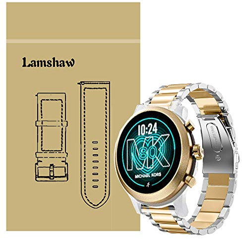 LvBu Armband Kompatibel mit Michael Kors MKGO, Classic Edelstahl Uhrenarmband für Michael Kors Access MKGO Smartwatch (Silber-Golden)