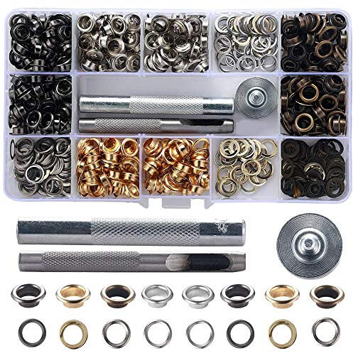 Gasea 400pcs Kit de Ojetes Metalicos, Ojales Metalicos de Diámetro Interior 5 mm Para DIY Zapatos Manualidad Ropa Bolsa