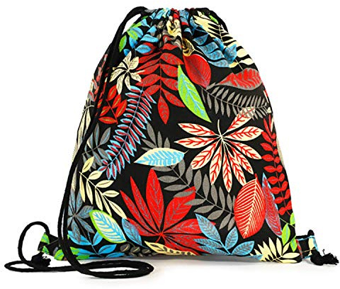 Nacnic Mochila de asas con diseño (ambos lados). Hecha con tejido resistente de algodón. Bandolera con cuerdas. Modelo tropical para gimnasio, libros, guarderia, viajes.