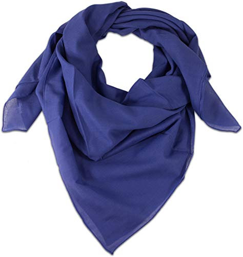 fashionchimp BASIC-Baumwolltuch in Uni-Farben, Unisex-Halstuch aus 100% Baumwolle, quadratisch, Damen und Herren (Blau Uni)
