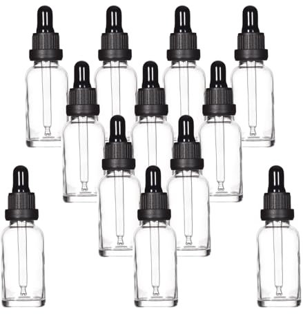 YIZHAO Flacon Compte Gouttes 30ml, Transparent Flacon Huile Essentielle Vide avec Pipette Verre, pour Huile Essentielle, Aromathérapie, Laboratoire, Massage, Cosmétique, Voyage - 12 Pcs