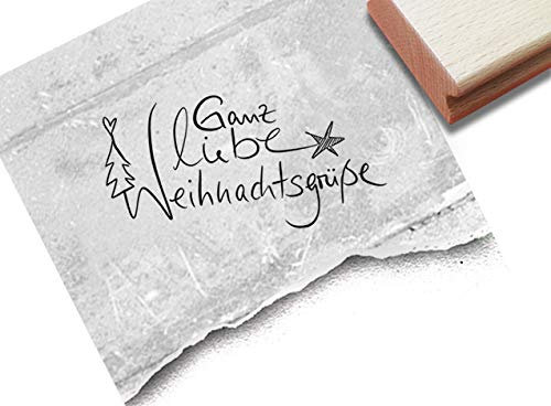 Stempel Weihnachtsstempel Ganz liebe Weihnachtsgrüße, Handschrift - Textstempel Weihnachten Karten Geschenkanhänger Basteln Deko - zAcheR-fineT