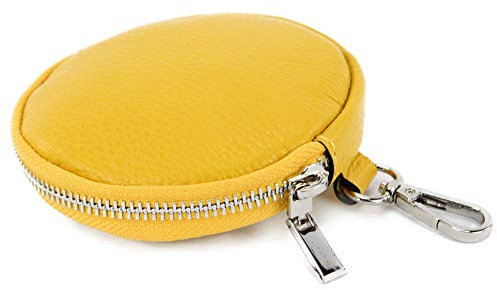 modamoda de P10 / P08 Damen Leder Rauleder Geldbörse Münzgeldbörse Taschenanhänger ø 11,5 cm handmade in Italy, Farbe:Gelb